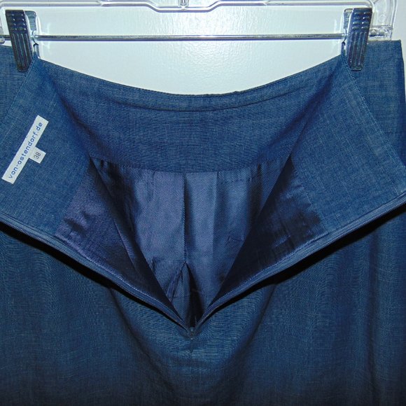 German Designer Von-Ostendorf.de Denim Look Woven Cotton Inverted Pleated Skirt - Picture 4 of 5